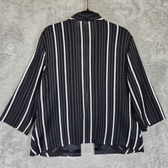 Chicos Collection Jacket Womens L Black White Striped Open Front Kimono Cardigan - Picture 10 of 10